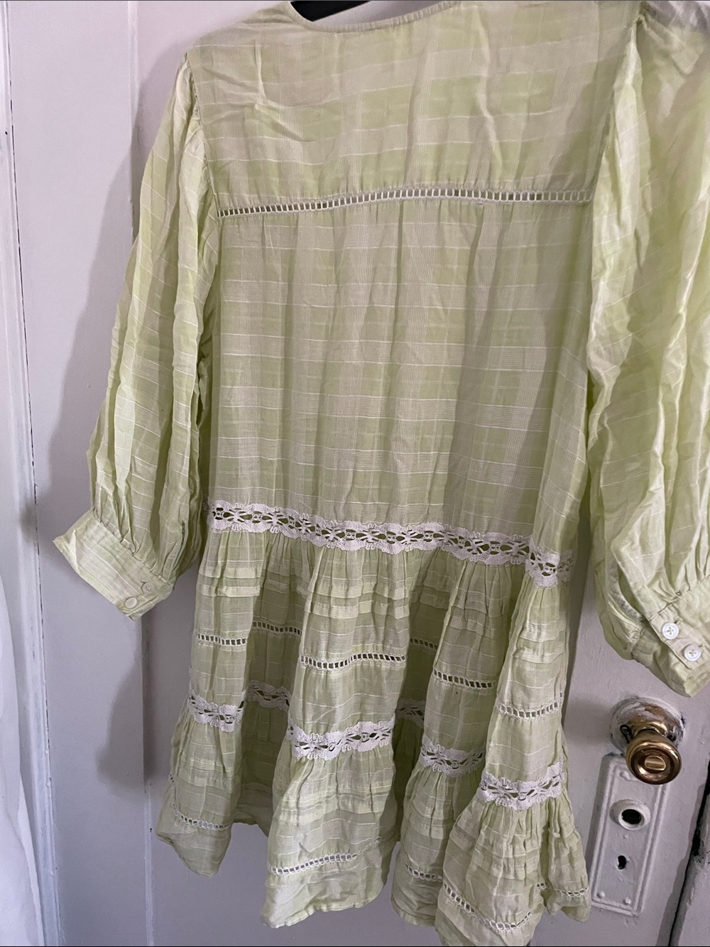 Free People Light Green Lace-Trim Peasant Tunic - Picture 5 of 6